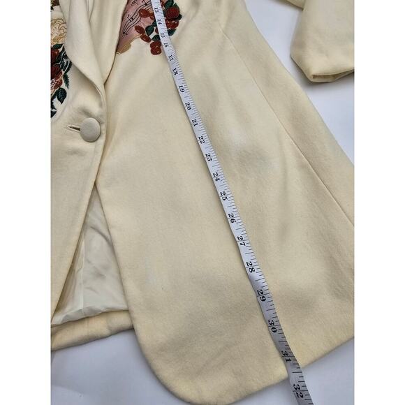Unique Jenna Size 14 Ivory "Let the Earth Rejoice" Christmas Wool Blazer *Flaws - Picture 12 of 13